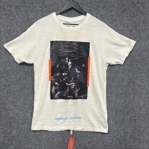 Off-White Men's White and Orange Art Virgil T-shirt M
